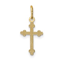 14K Yellow Gold Polished Small Budded Cross Charm view 4