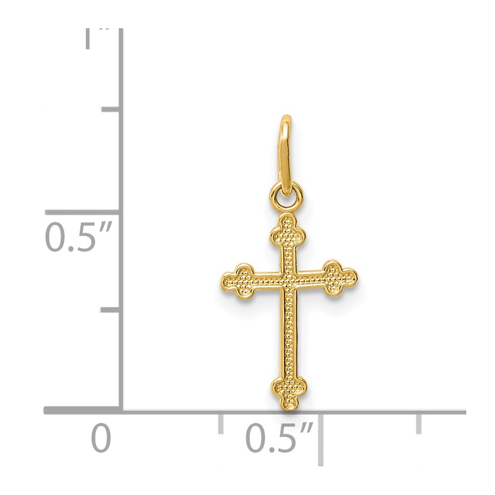 14k Polished Small Budded Cross Charm (K6243)