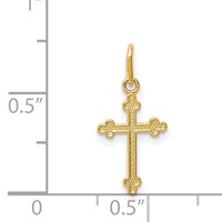 14K Yellow Gold Polished Small Budded Cross Charm view 3
