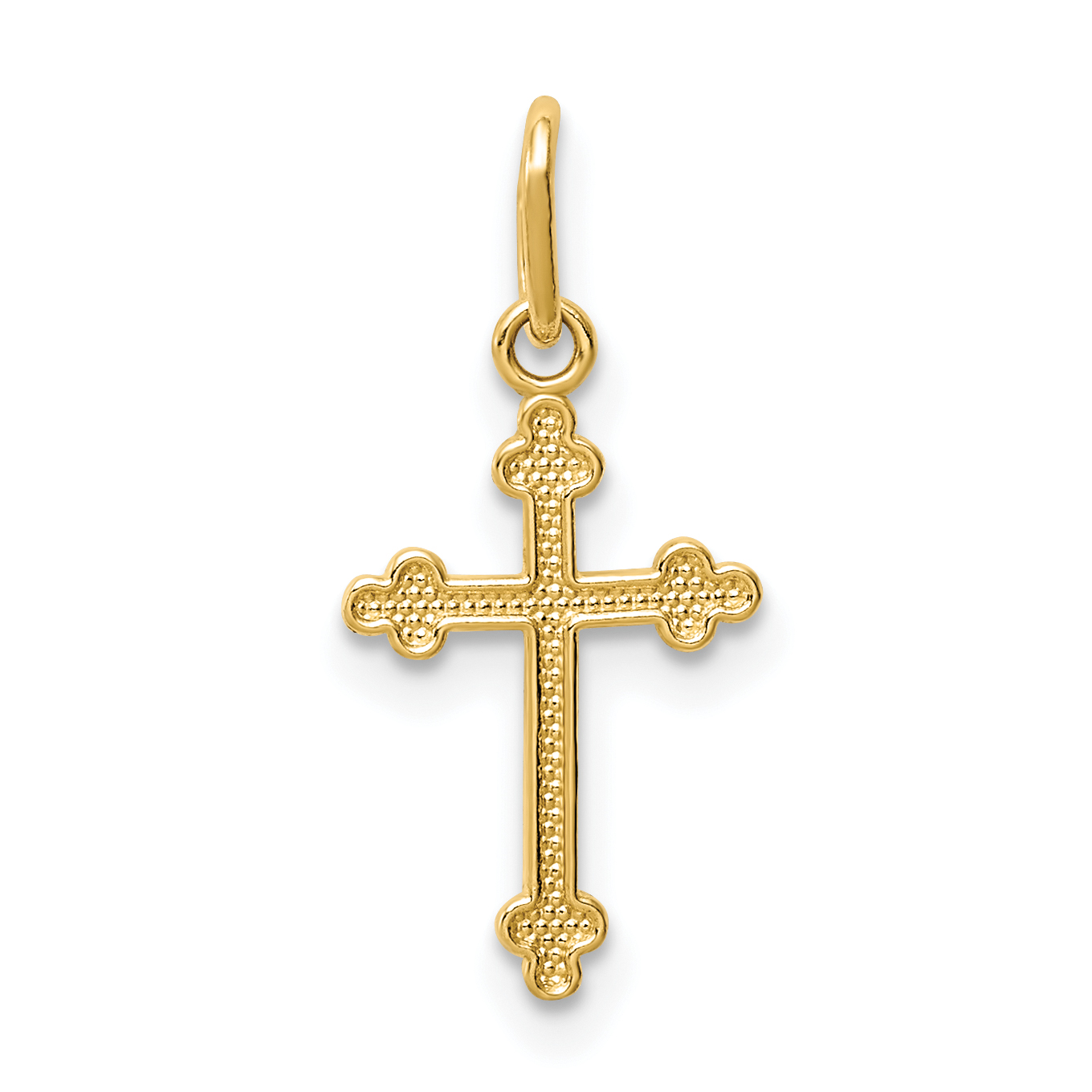 14k Polished Small Budded Cross Charm (K6243)