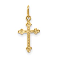 14K Yellow Gold Polished Small Budded Cross Charm view 1