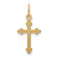 14K Yellow Gold Small Diamond-cut Budded Cross Pendant view 3