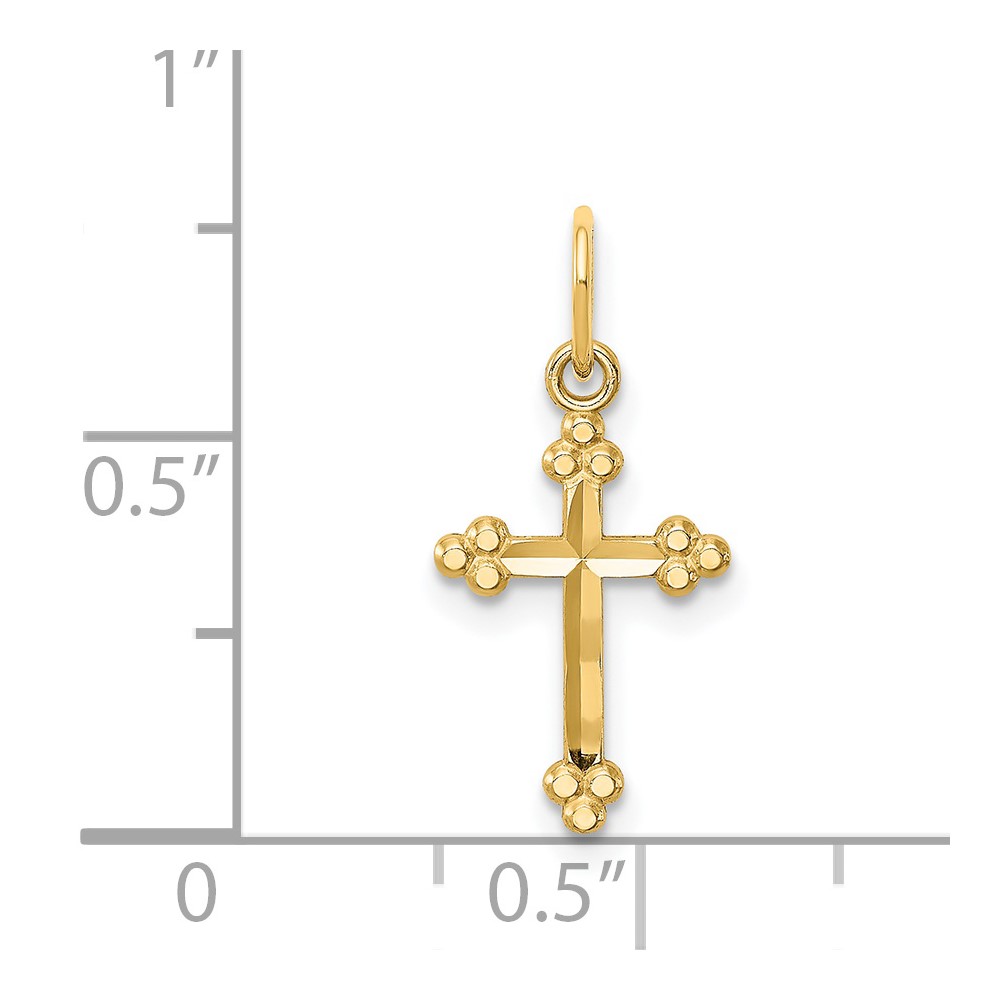 14k Small D/C Budded Cross Pendant (K6244)