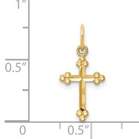 14K Yellow Gold Small Diamond-cut Budded Cross Pendant view 4