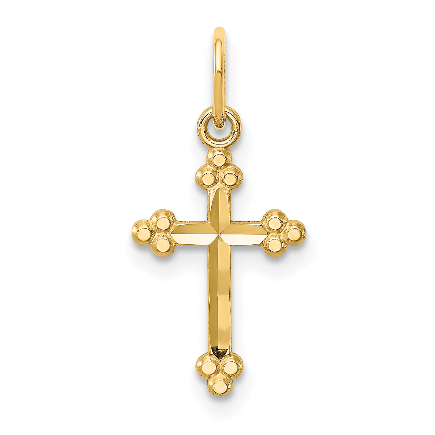 14k Small D/C Budded Cross Pendant (K6244)