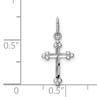 14K White Gold Polished Diamond-cut Small Budded Cross Charm view 3
