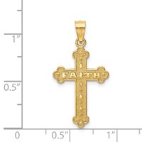14K Yellow Gold Satin and Polished Faith Cross Pendant view 3