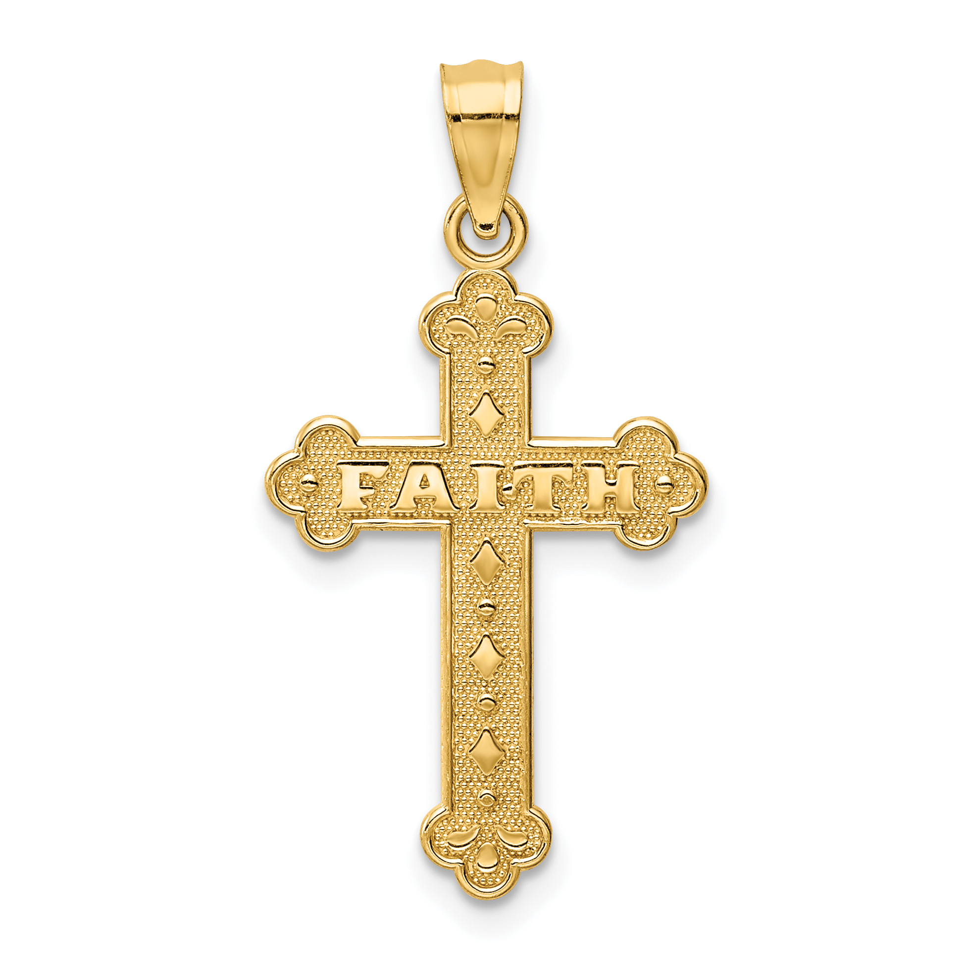 14K Satin and Polished Faith Cross Pendant (K6246)