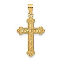 14K Yellow Gold Satin and Polished Faith Cross Pendant view 1
