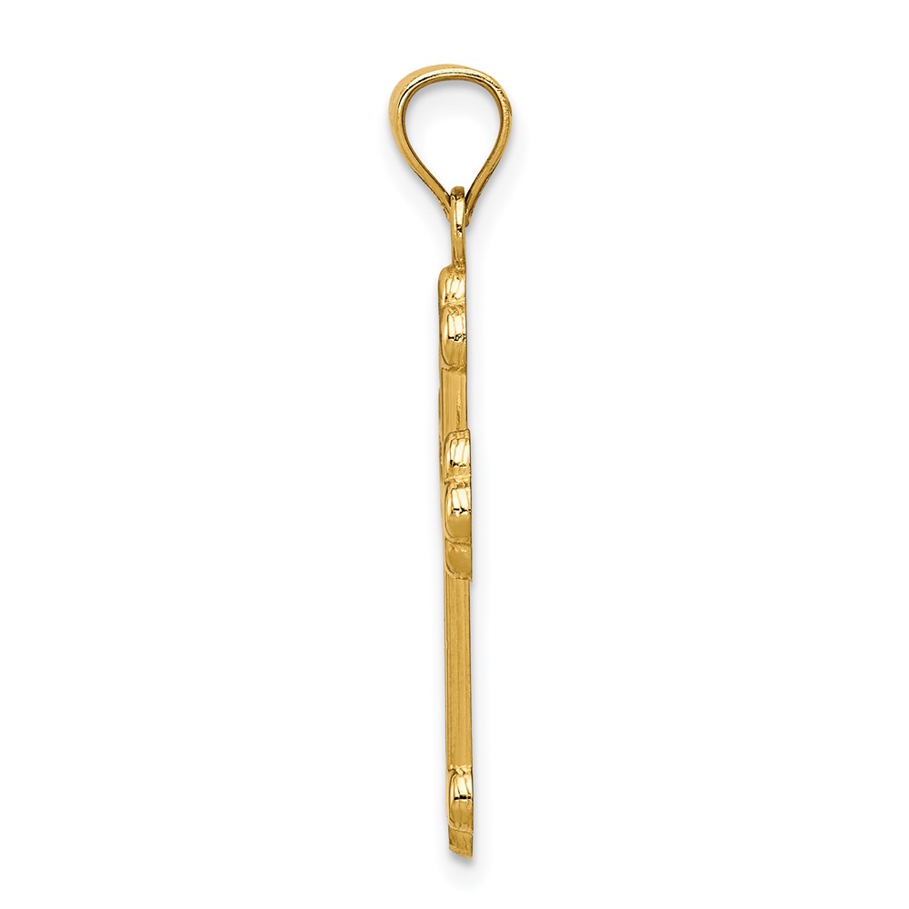 14K Satin and Polished Budded Cross Pendant (K6247)