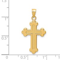 14K Satin and Polished Budded Cross Pendant view 3