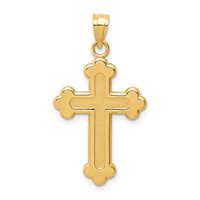 14K Satin and Polished Budded Cross Pendant view 1
