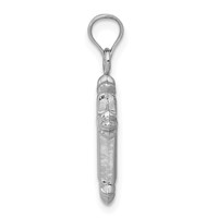 14K White Gold Fleur De Lis Hollow Cross Charm view 2