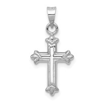 14K White Gold Fleur De Lis Hollow Cross Charm view 4