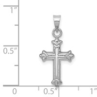14K White Gold Fleur De Lis Hollow Cross Charm view 3
