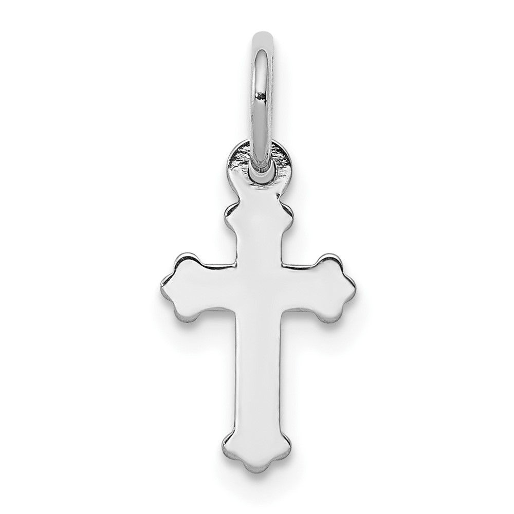 14K White Gold Mini Polished Cross Charm