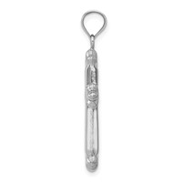 14K White Gold Reversible Diamond-cut Cross Pendant view 2