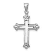14K White Gold Reversible Diamond-cut Cross Pendant view 4