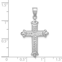14K White Gold Reversible Diamond-cut Cross Pendant view 3