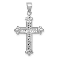 14K White Gold Reversible Diamond-cut Cross Pendant view 1