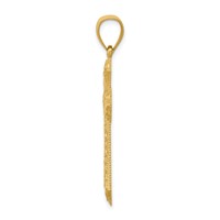 14K Yellow Gold Diamond-cut Budded Cross Pendant view 2