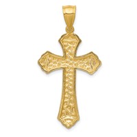 14K Yellow Gold Diamond-cut Budded Cross Pendant view 4