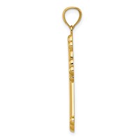 14K Yellow Gold Satin and Polished Budded Cross Pendant view 2