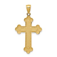 14K Yellow Gold Satin and Polished Budded Cross Pendant view 4