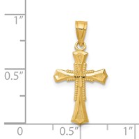 14K Yellow Gold Diamond-cut Cross Pendant view 3