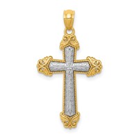 14K Two-tone Polished Cross Pendant view 1