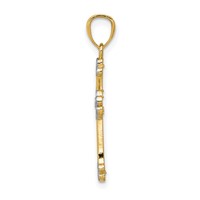 14K Pendant with White Rhodium Diamond-cut Filigree Cross view 2