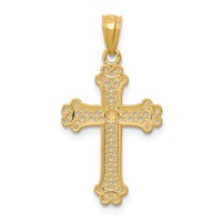 14K Pendant with White Rhodium Diamond-cut Filigree Cross view 4