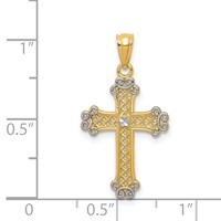 14K Pendant with White Rhodium Diamond-cut Filigree Cross view 3