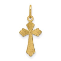14K Yellow Gold Polished Diamond-cut Small Cross Charm view 4