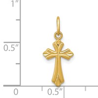 14K Yellow Gold Polished Diamond-cut Small Cross Charm view 3