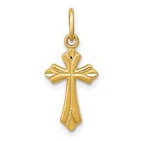14K Yellow Gold Polished Diamond-cut Small Cross Charm view 1