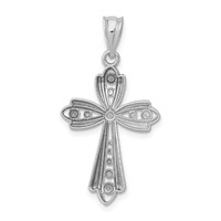 14K White Gold Polished Diamond-cut Fancy Cross Pendant view 4