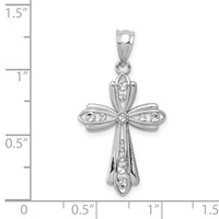 14K White Gold Polished Diamond-cut Fancy Cross Pendant view 3