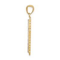 14K Pendant with White Rhodium Diamond-cut Budded Cross view 2