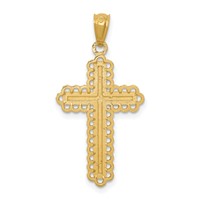 14K Pendant with White Rhodium Diamond-cut Budded Cross view 4