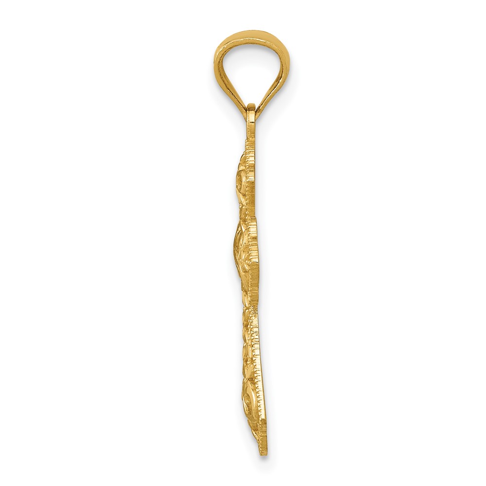 14k Polished Filigree Cross Pendant (K6273)