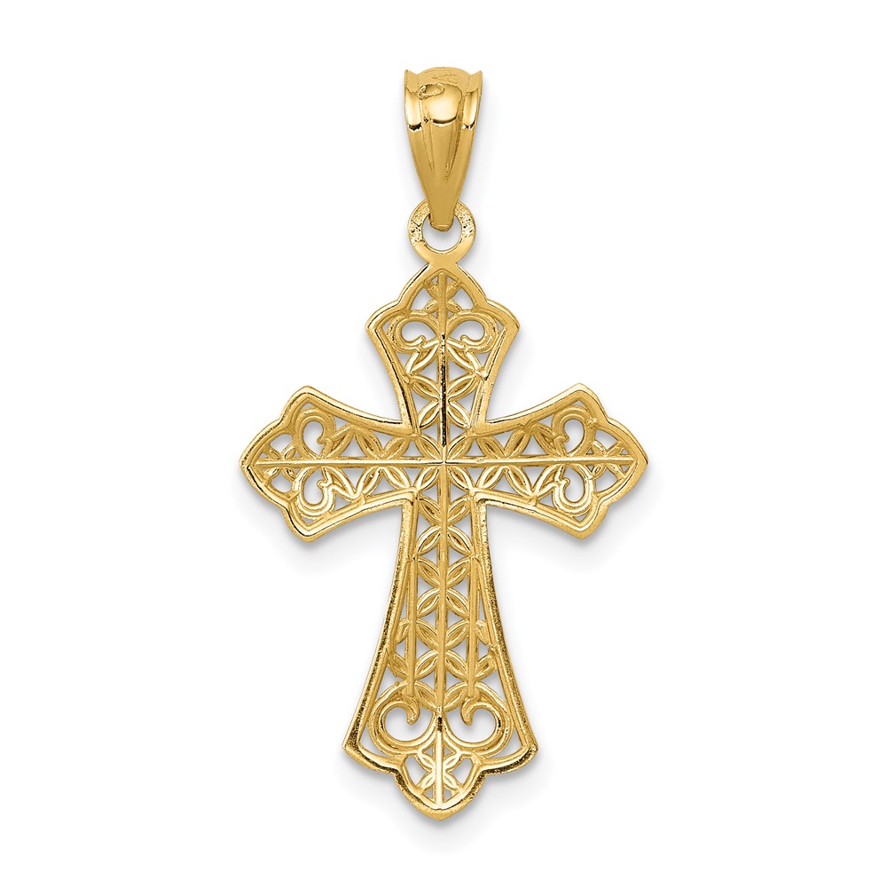 14k Polished Filigree Cross Pendant (K6273)