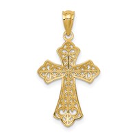 14K Yellow Gold Polished Filigree Cross Pendant view 4