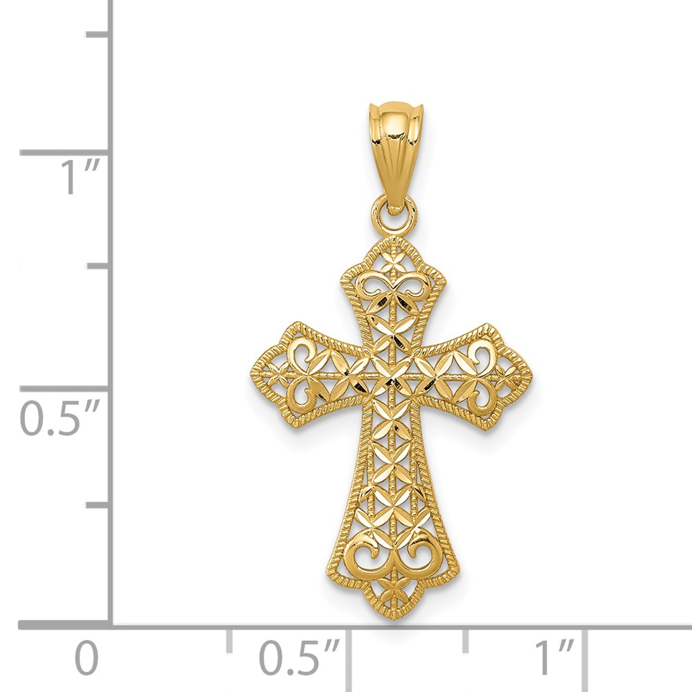 14k Polished Filigree Cross Pendant (K6273)