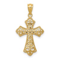 14K Yellow Gold Polished Filigree Cross Pendant view 1