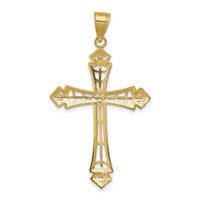 14K and White Rhodium Diamond-cut Cross Pendant view 4