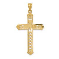 14K and White Rhodium Polished Diamond-Cut Dove Cross Pendant view 4