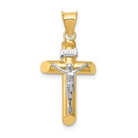 14K Two-Tone Polished Crucifix Pendant view 1