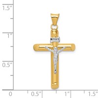 14K Two-Tone Polished Crucifix Pendant view 3