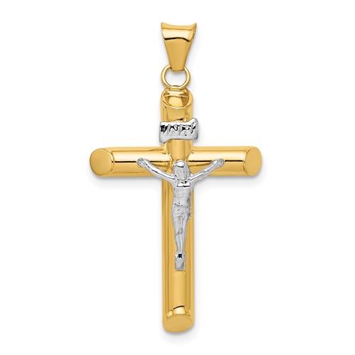 14K Two-Tone Polished Crucifix Pendant